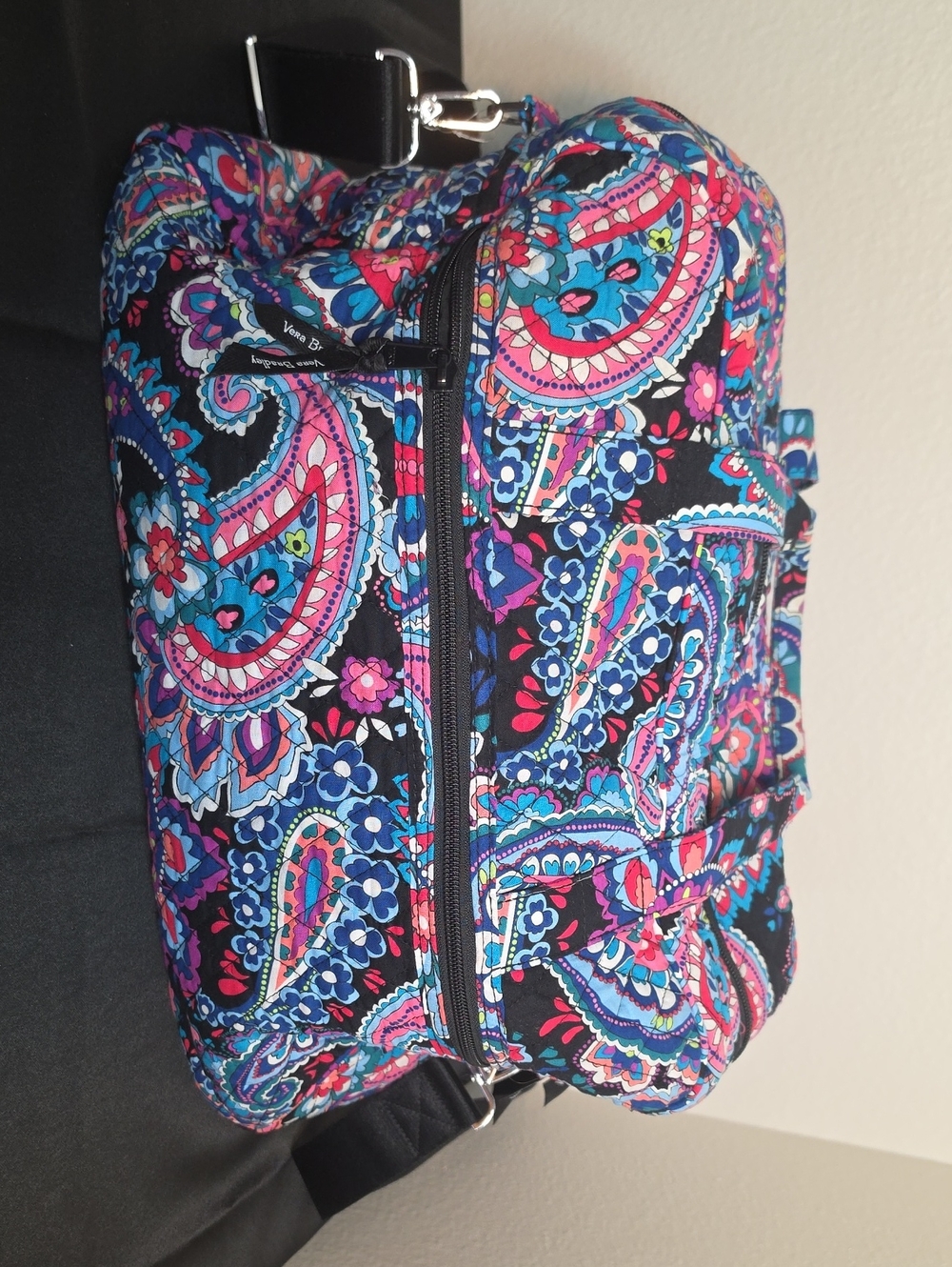 Vera Bradley Black Multi Paisley Travel Crossbody Bag